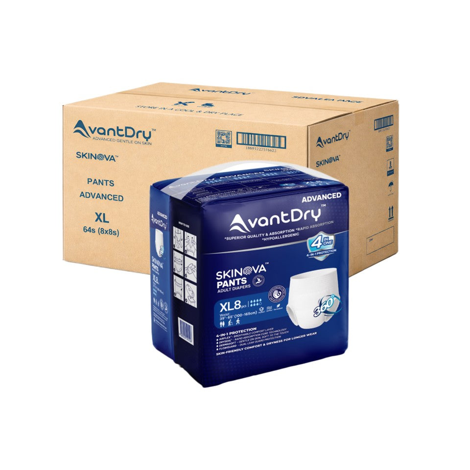 AvantDry Skinova Advanced Pants Adult Diaper – Extra Large (64 pcs) | Skin-Focused Comfort