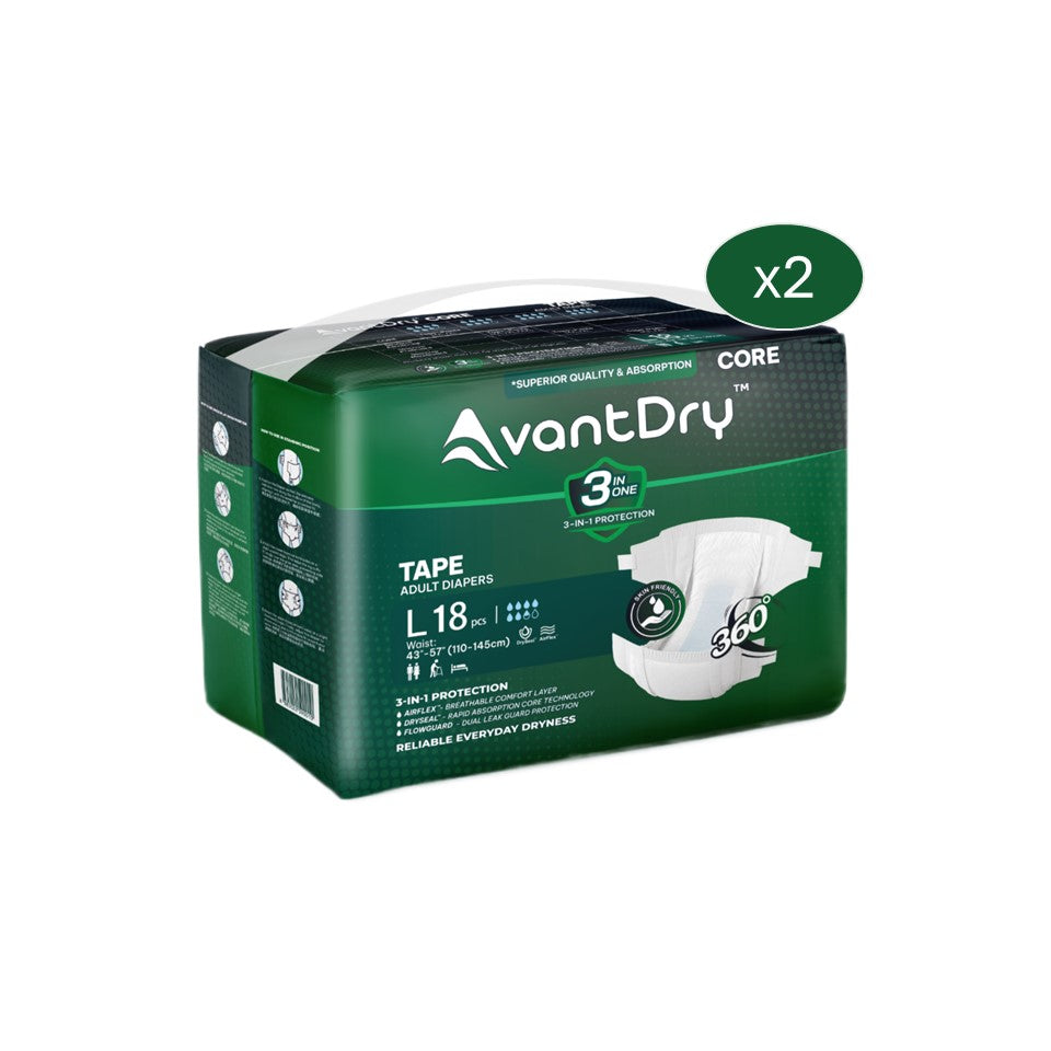 AvantDry Core Tape Adult Diaper - Large (36pcs) | Everyday Protection