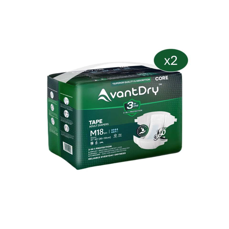AvantDry Core Tape Adult Diaper - Medium (36pcs) | Everyday Protection