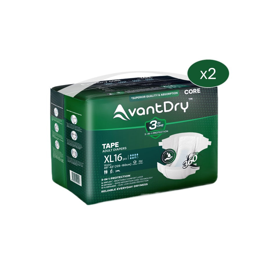 AvantDry Core Tape Adult Diaper - Extra Large (32pcs) | Everyday Protection