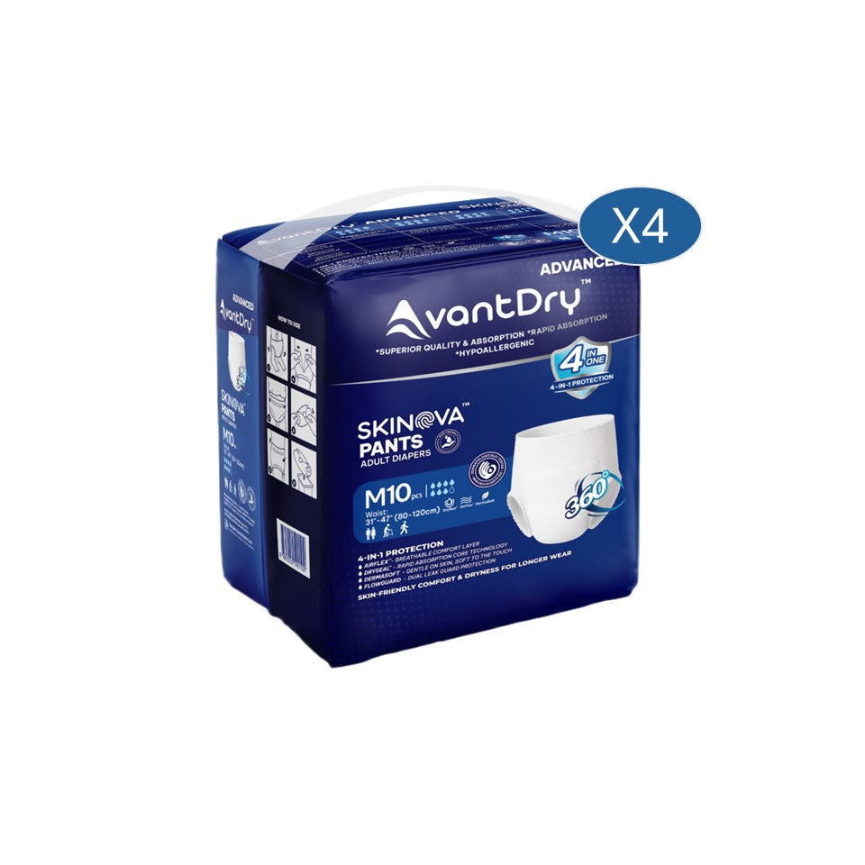 AvantDry Skinova Advanced Pants Adult Diaper – Medium (40 pcs) | Skin-Focused Comfort