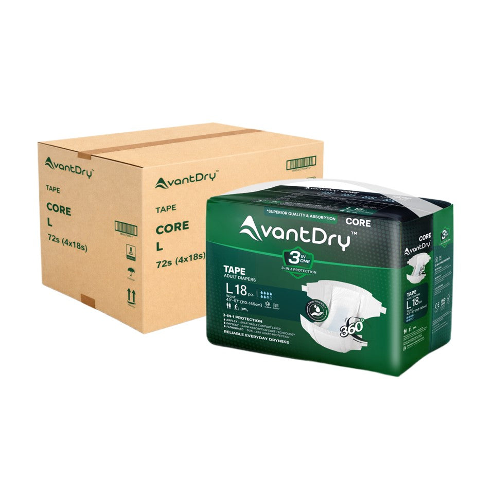 AvantDry Core Tape Adult Diaper - Large (72pcs) | Everyday Protection