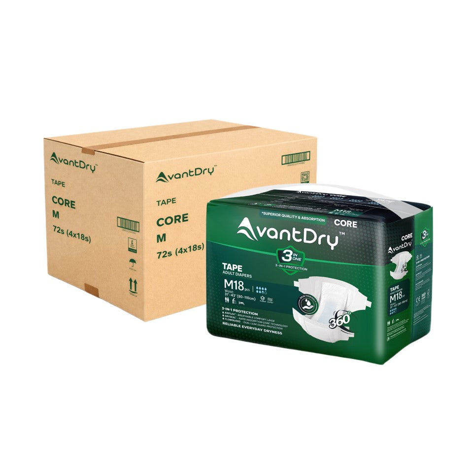 AvantDry Core Tape Adult Diaper - Medium (72pcs) | Everyday Protection