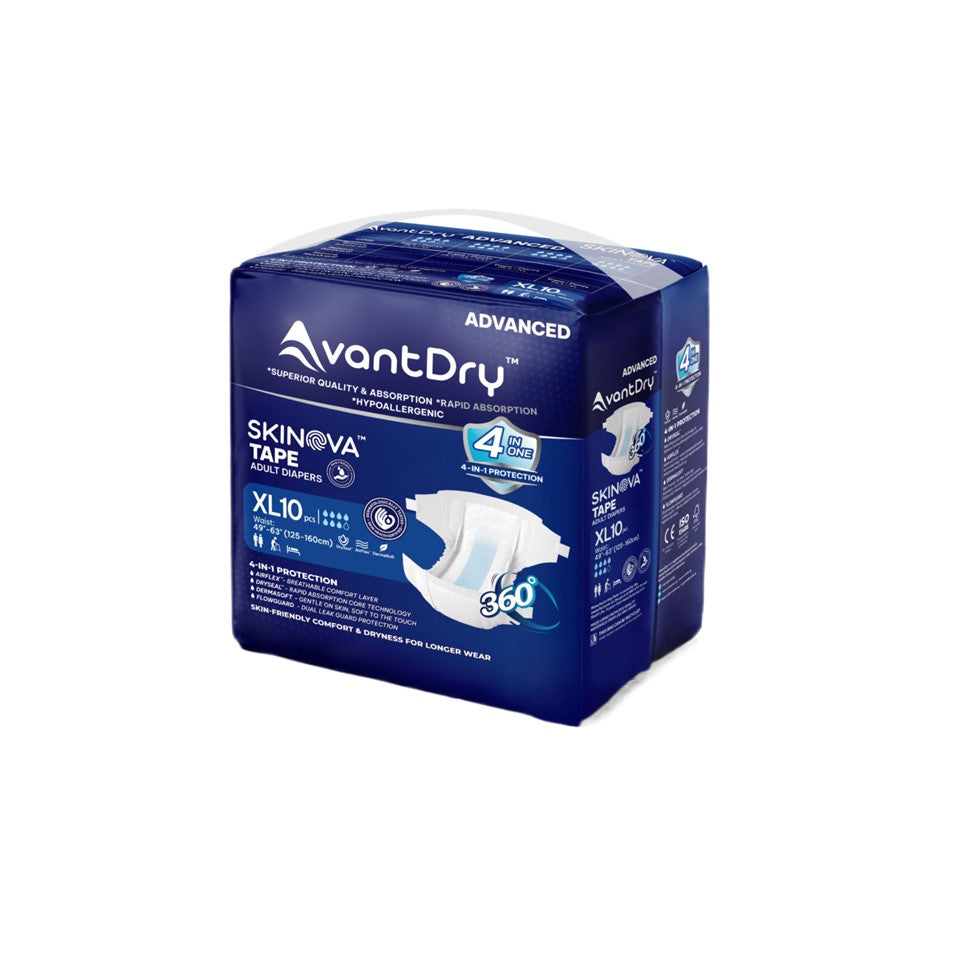 AvantDry Skinova Advanced Tape Adult Diaper – Extra Large (60 pcs) | Skin-Focused Comfort