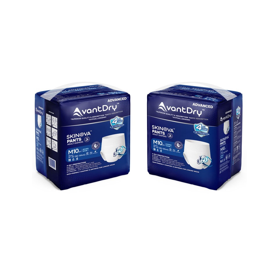 AvantDry Skinova Advanced Pants Adult Diaper – Medium (10 pcs) | Skin-Focused Comfort