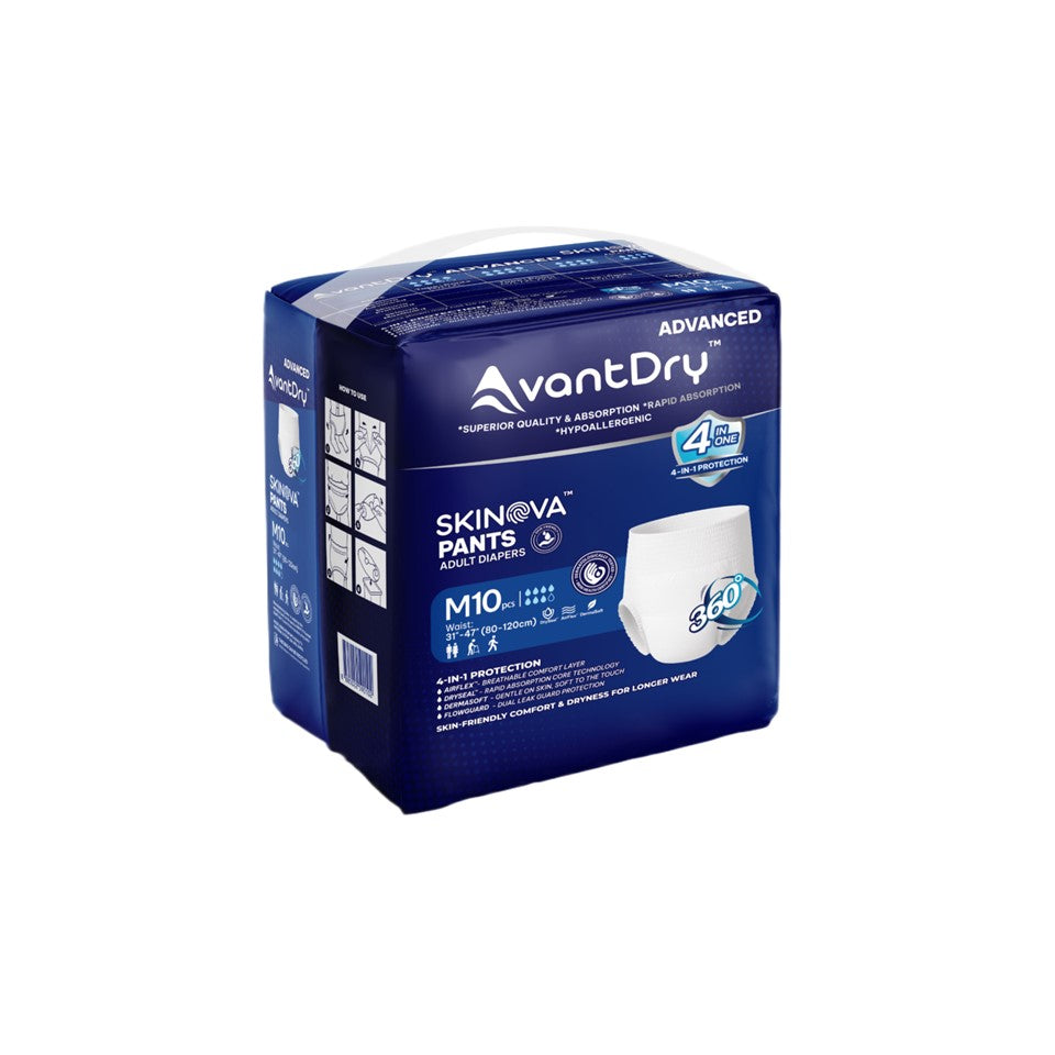 AvantDry Skinova Advanced Pants Adult Diaper – Medium (40 pcs) | Skin-Focused Comfort