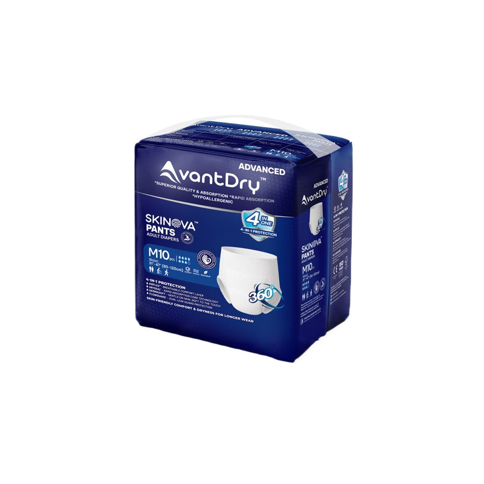 AvantDry Skinova Advanced Pants Adult Diaper – Medium (40 pcs) | Skin-Focused Comfort
