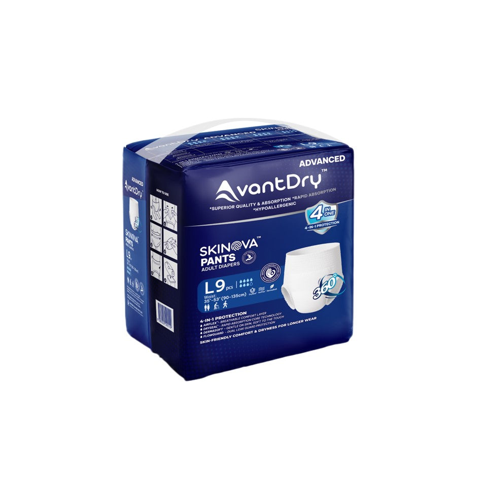 AvantDry Skinova Advanced Pants Adult Diaper – Large (36 pcs) | Skin-Focused Comfort-Adult Incontinence Fast Absorption 28s