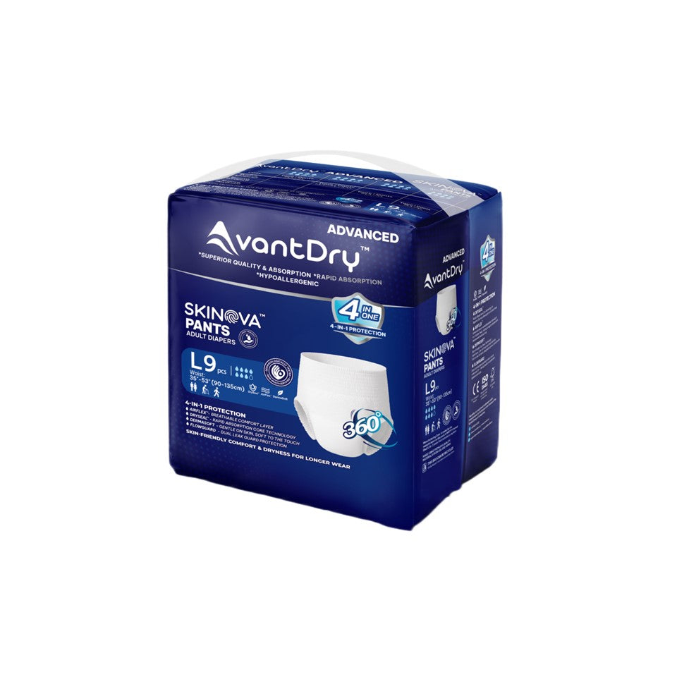 AvantDry Skinova Advanced Pants Adult Diaper – Large (36 pcs) | Skin-Focused Comfort-Adult Incontinence Fast Absorption 28s