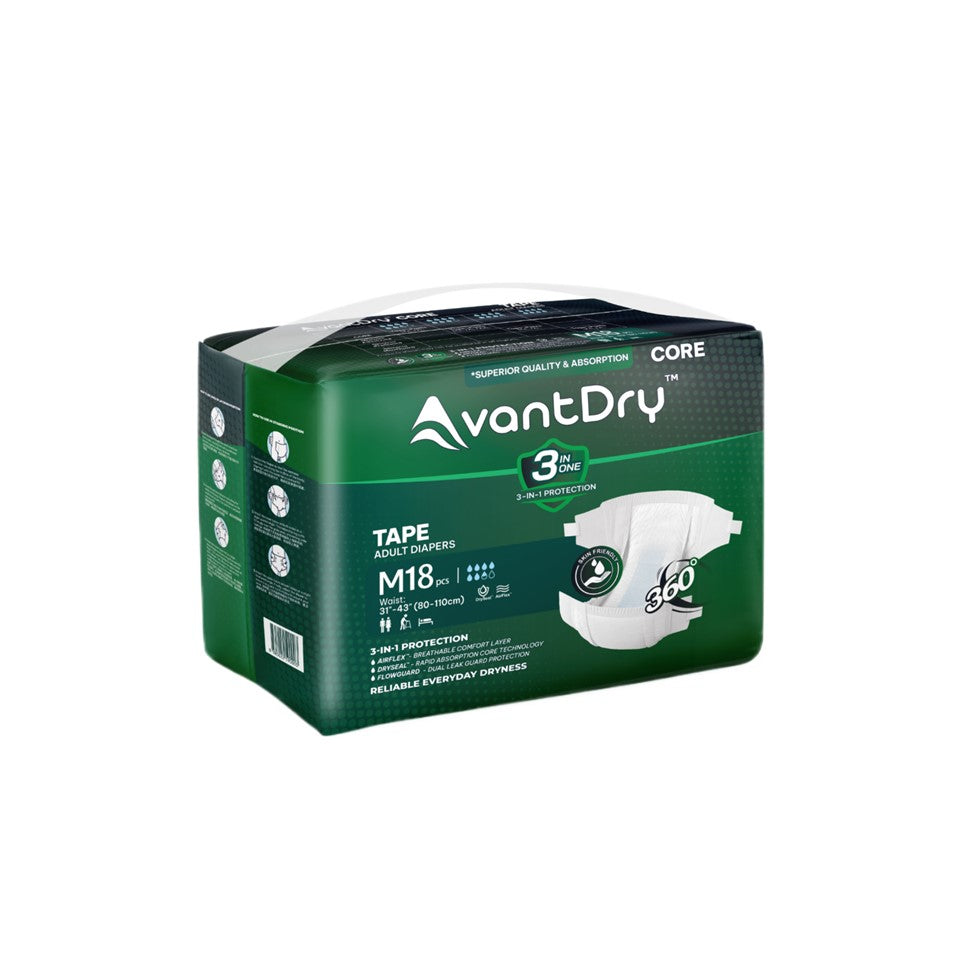 AvantDry Core Tape Adult Diaper - Medium (36pcs) | Everyday Protection
