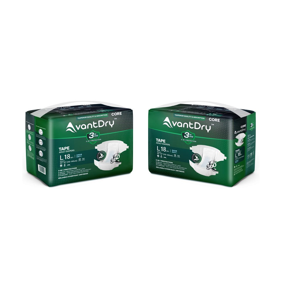 AvantDry Core Tape Adult Diaper - Large (72pcs) | Everyday Protection-Adult Incontinence Fast Absorption 28s