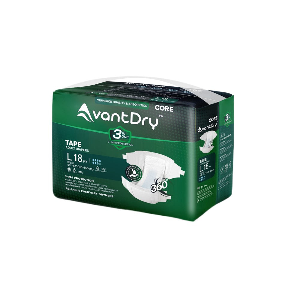 AvantDry Core Tape Adult Diaper - Large (36pcs) | Everyday Protection
