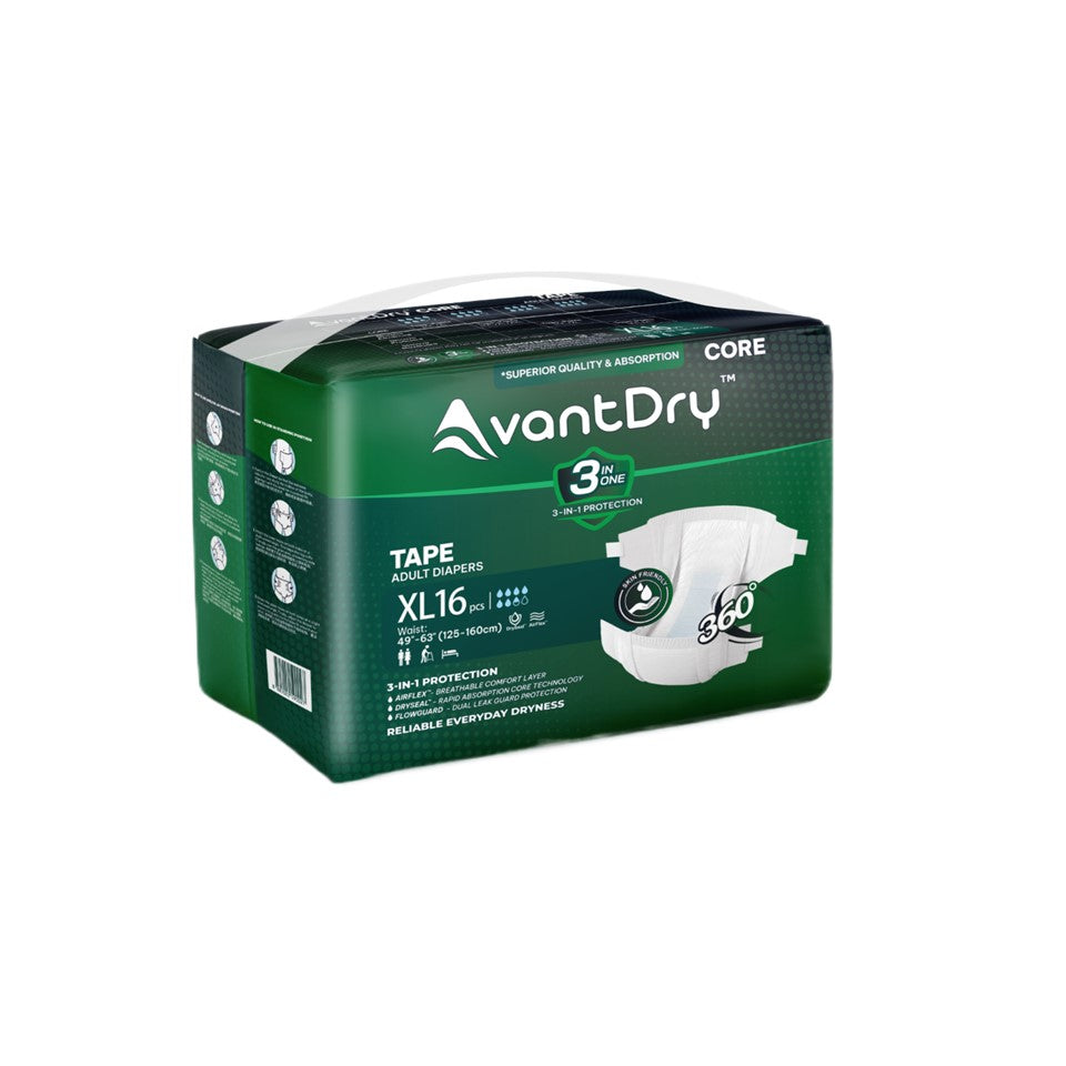 AvantDry Core Tape Adult Diaper - Extra Large (32pcs) | Everyday Protection