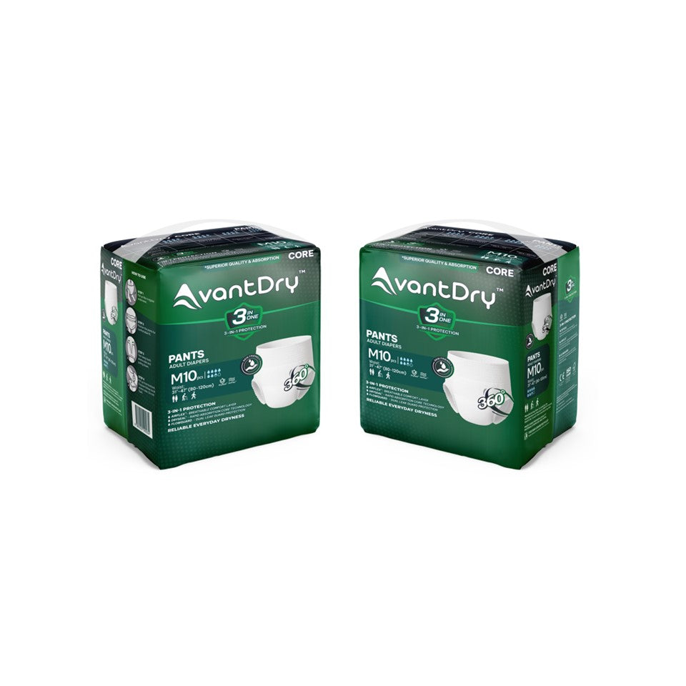 AvantDry Core Pants Adult Diaper - Medium (40pcs) | Everyday Protection-Adult Incontinence Fast Absorption 28s