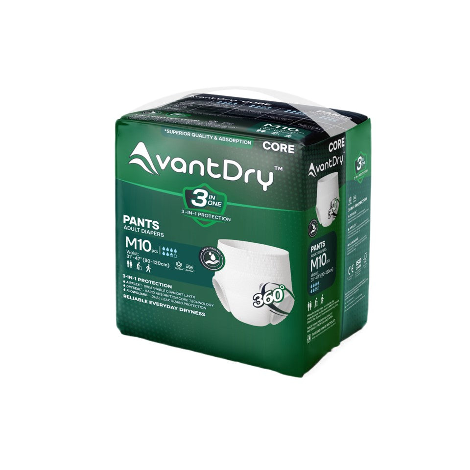 AvantDry Core Pants Adult Diaper - Medium (40pcs) | Everyday Protection-Adult Incontinence Fast Absorption 28s